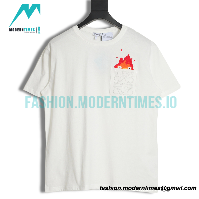 Loewe - 23SS Flame Four-leaf Clover Pocket Short-sleeved T-shirt